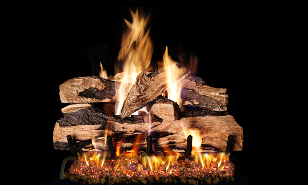 Burning gas log set